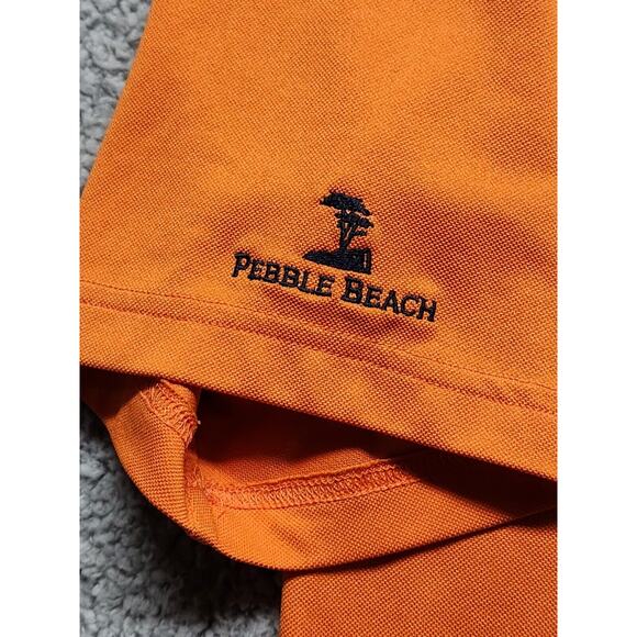 Pebble Beach Golf Polo Performance Mens Medium Orange Stripped - Picture 6 of 12
